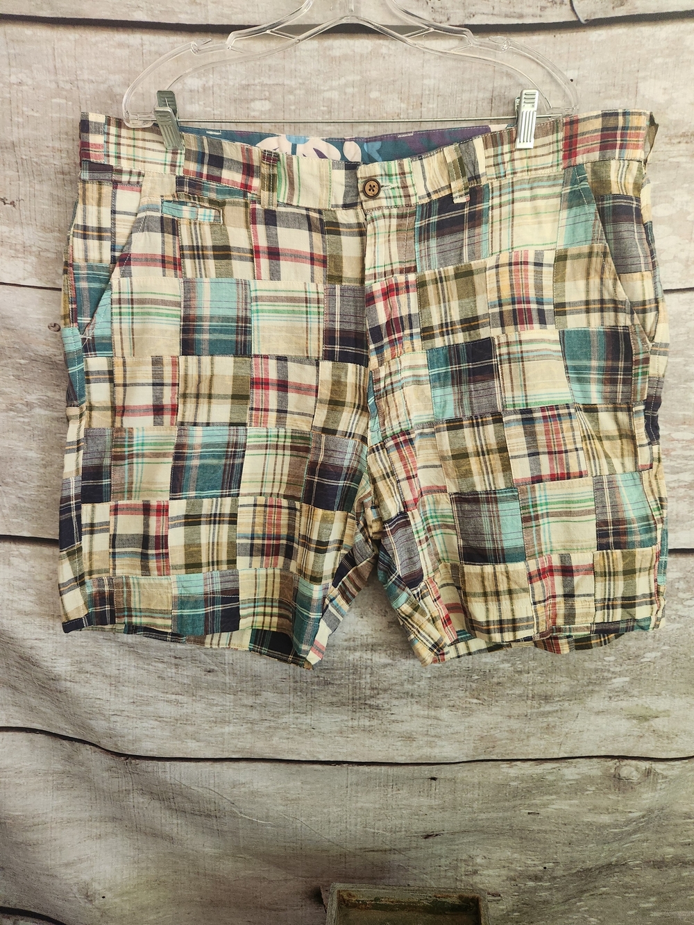 Vintage 1946 Men's Multi-Color Plaid Patchwork Shorts